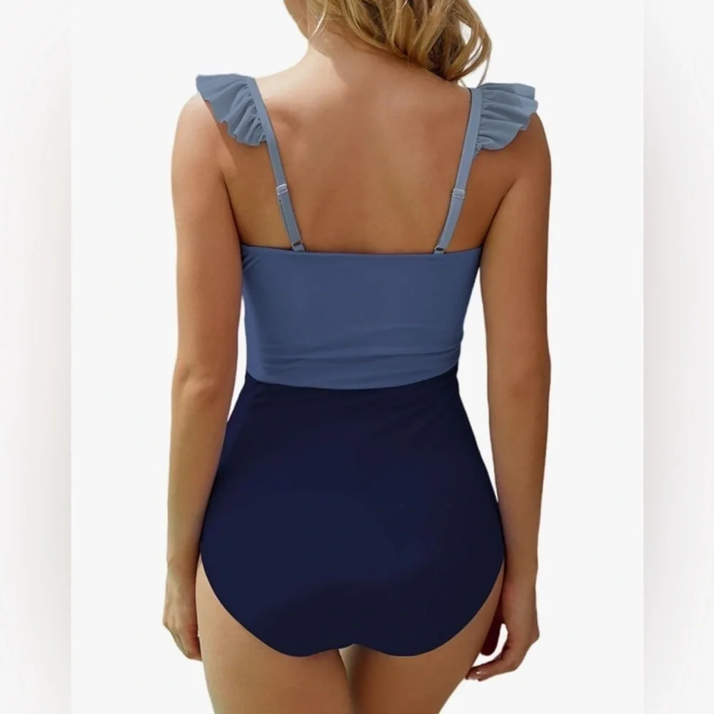NWT- Stylish Blue Ruffle Swimsuit